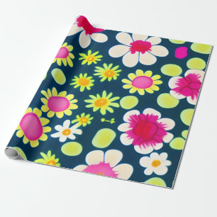 Cadeau Papier d'enveloppement Motif aux fleurs colorées M