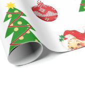 Cadeau Papier d'enveloppement Motif de Noël rétro (Coin rond)