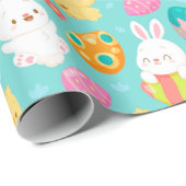 Cadeau Papier d'enveloppement Motif de Pâques mignon (Coin rond)