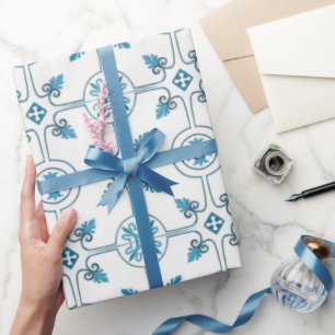 Cadeau Papier d'enveloppement Motif en carreaux bleu maro