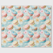 Cadeau Papier d'enveloppement Motif Macarons aquarelle (Plat)