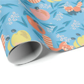 Cadeau Papier d'enveloppement Motif Panda Sky Blue (Coin rond)