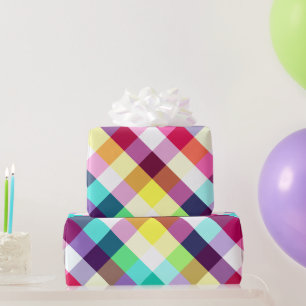 Cadeau Papier d'enveloppement Motif Plaid Rainbow Funky