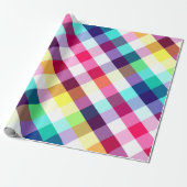 Cadeau Papier d'enveloppement Motif Plaid Rainbow Funky (Déroulé)