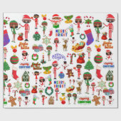 Cadeau Papier d'enveloppement multi caractères afro-améri (Plat)