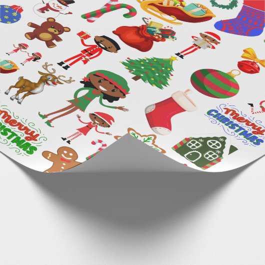 Cadeau Papier d'enveloppement multi caractères afro-améri (Coin)