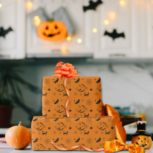 Cadeau Papier d'enveloppement noir et orange d'Halloween