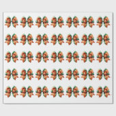 Cadeau Papier d'enveloppement orange et vert (Plat)