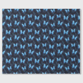 Cadeau Papier d'enveloppement papillon bleu (Plat)