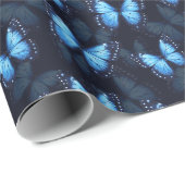 Cadeau Papier d'enveloppement papillon bleu (Coin rond)