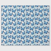 Cadeau Papier d'enveloppement papillon bleu (Plat)