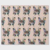 Cadeau Papier d'enveloppement papillon et fleurs (Plat)