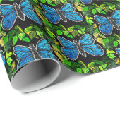 Cadeau Papier d'enveloppement papillon morpho (Coin rond)