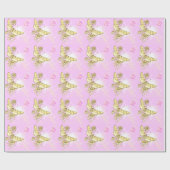 Cadeau Papier d'enveloppement papillon rose (Plat)