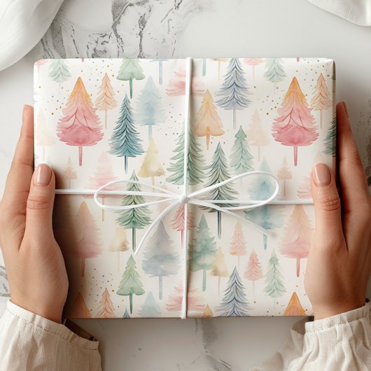 Cadeau Papier d'enveloppement Pastel Christmas Tree