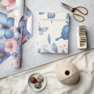 Cadeau Papier d'enveloppement Pastel Floral Papier - Élég