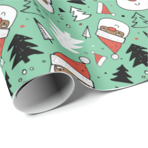 Cadeau Papier d'enveloppement Père Noël afro-américain