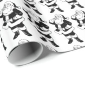 Cadeau Papier d'enveloppement Père Noël de Noël noir et b (Coin rond)