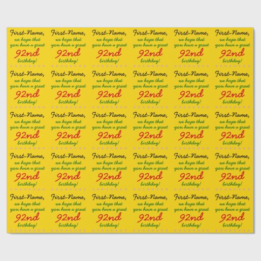 Cadeau Papier d'enveloppement personnalisable 92e anniver (Plat)