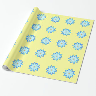 Cadeau Papier d'enveloppement personnalisé à fleurs bleue