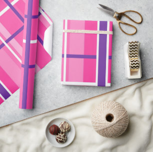 Cadeau Papier d'enveloppement plat classique rose rustiqu