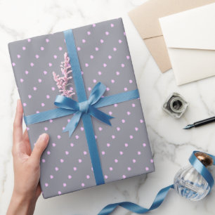 Cadeau Papier d'enveloppement Pois gris et rose