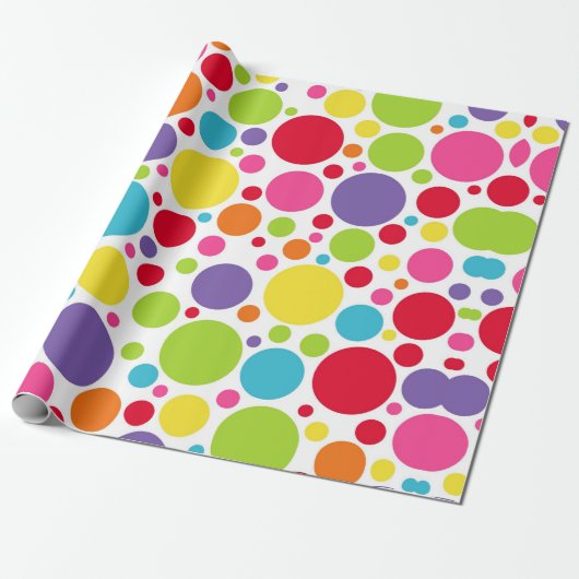 Cadeau Papier d'enveloppement Polka multicolore (Déroulé)