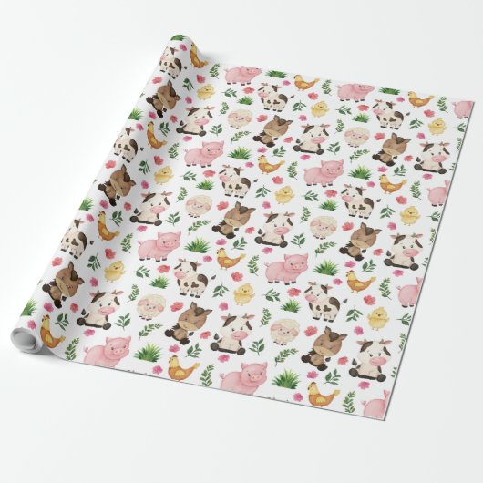 Cadeau Papier d'enveloppement pour animaux de ferme migno (Déroulé)