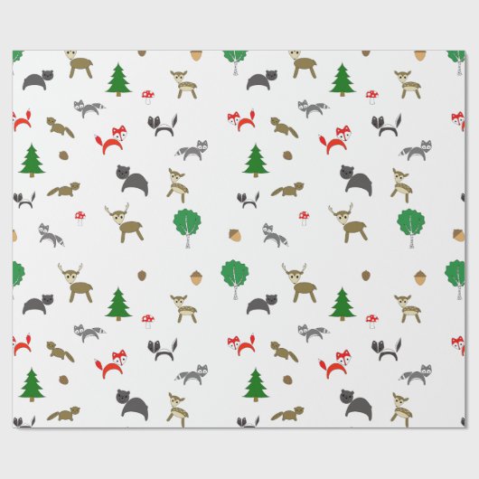 Cadeau Papier d'enveloppement pour animaux de la forêt de (Plat)