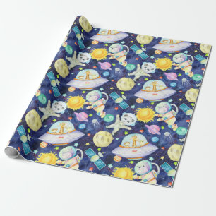 Cadeau Papier d'enveloppement pour animaux spatiaux