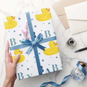 Cadeau Papier d'enveloppement pour bébé bleu canard