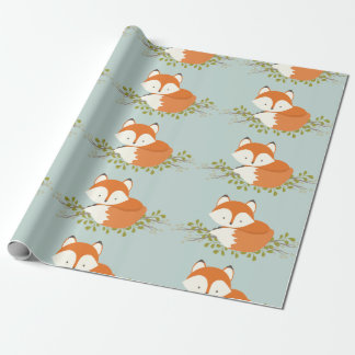 Cadeau Papier d'enveloppement pour bébé de renard de bois