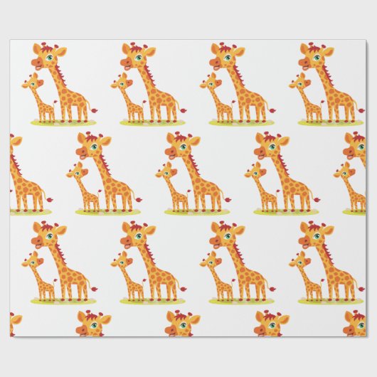 Cadeau Papier d'enveloppement pour bébé Giraffe (Plat)