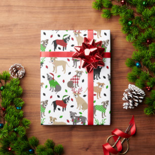 Cadeau Papier d'enveloppement pour chiens Pitbull de Noël