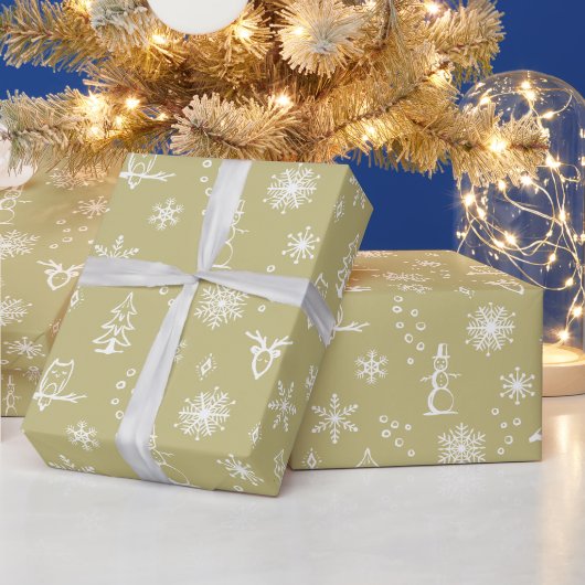 Cadeau Papier d'enveloppement pour objets d'hiver - Or +  (Vacances)