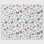 Cadeau Papier d'enveloppement pour papillon de printemps (Plat)