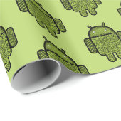 Cadeau Papier d'enveloppement pour robot Android vert mig (Coin rond)