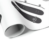 Cadeau Papier d'enveloppement pour skateboard noir et bla (Coin rond)