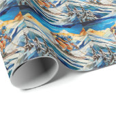 Cadeau Papier d'enveloppement pour skieur de descente (Coin rond)