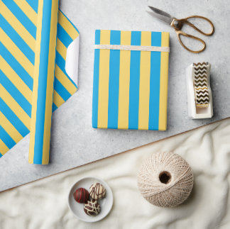 Cadeau Papier d'enveloppement rayé bleu et jaune de l'Alb