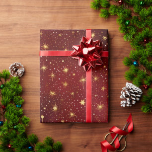Cadeau Papier d'enveloppement Red et Gold Star Vacances