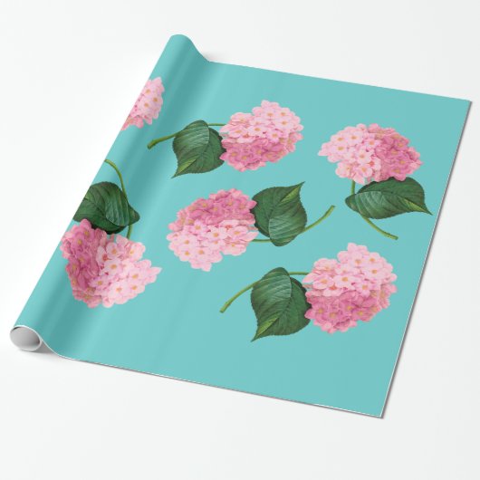 Cadeau Papier d'enveloppement Redoute Hydrangea rose (Déroulé)