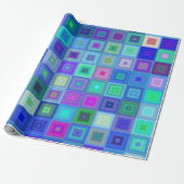 Cadeau Papier d'enveloppement rétro-Abstrait bleu rose (Déroulé)