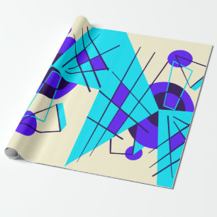 Cadeau Papier d'enveloppement rétro bleu néon des années
