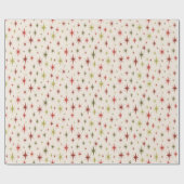 Cadeau Papier d'enveloppement rétro de Noël 1950s Étoiles (Plat)