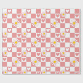Cadeau Papier d'enveloppement rose À damiers (Plat)