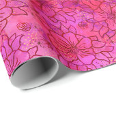 Cadeau Papier d'enveloppement rose chaud (Coin rond)