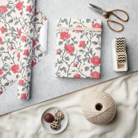 Cadeau Papier d'enveloppement Rose classique (Artisanat)