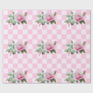 Cadeau Papier d'enveloppement rose en fleurs roses