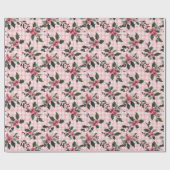 Cadeau Papier d'enveloppement rose Fleur de Noël (Plat)